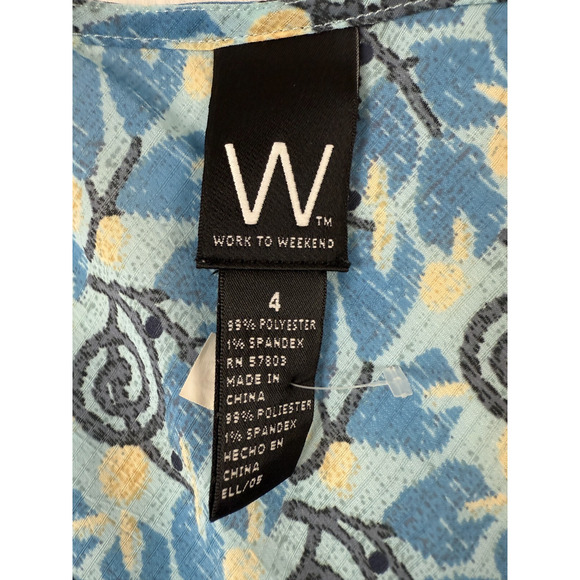 Boho Chic Blue Floral Lace Trim Cap‎ Sleeve Top Women's M Vintage - Picture 4 of 9